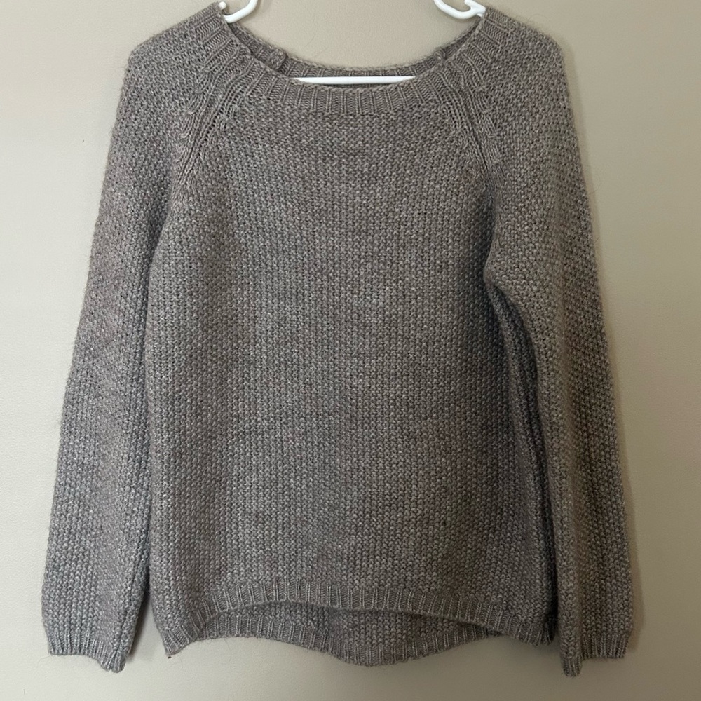 Benedetta B Italian Classic Crewneck Knit Sweater in Taupe
